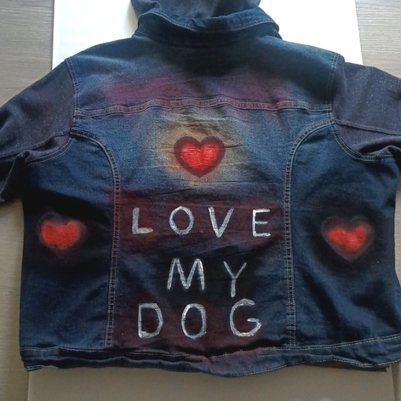 Newlook Jean Jacket with a hoodie and jersey sleeves gray 3x - Picture 1 of 10